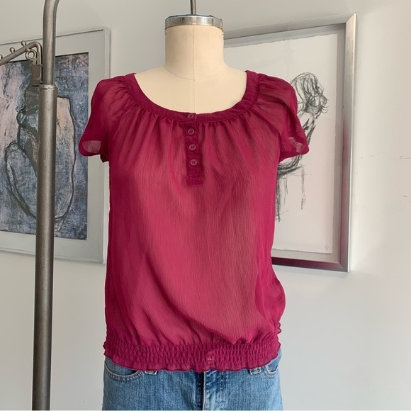 Max Love Silk Blend Sheer Top Women’s Small Pink Y2K - Picture 1 of 7